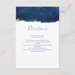 Navy Blue Watercolor Simple Wedding Directions Enclosure Card