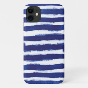 Navy blue watercolor stripes Case-Mate iPhone case