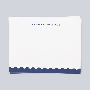 Navy Blue Wave Border Simple Minimalist Card