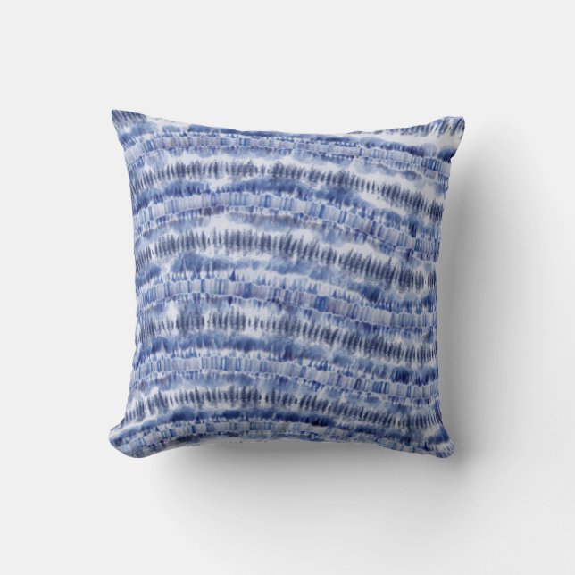 Navy Blue Wave Tie Dye  Throw Pillow (Front)