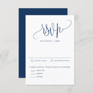 Navy Blue We Do Modern Calligraphy Wedding RSVP Card