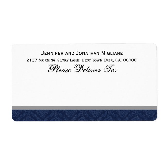 Navy Blue Wedding Damask (Front)