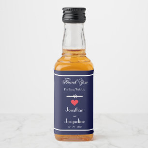 Navy Blue Wedding Elegant 'Thank You' Favour Mini Liquor Bottle Label