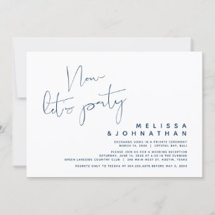 Navy Blue, Wedding Elopement, Now let's Party Invitation