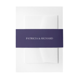 Navy Blue Wedding Invitation Belly Band