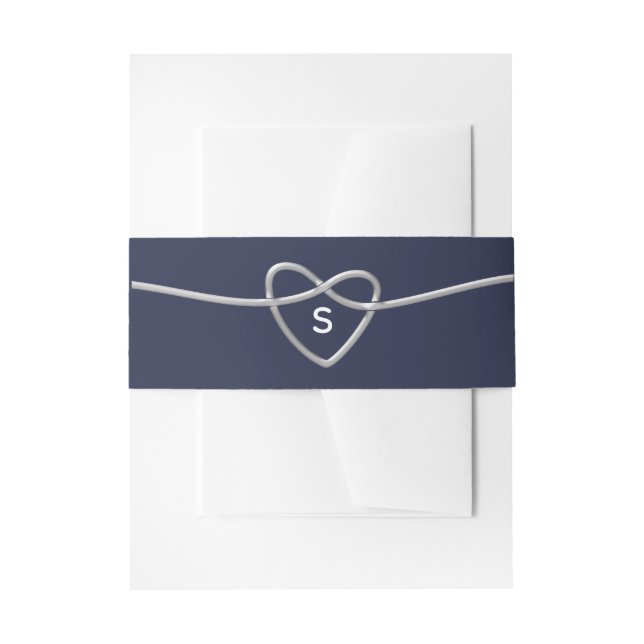 Navy Blue Wedding Invitation Belly Band (Front Example)