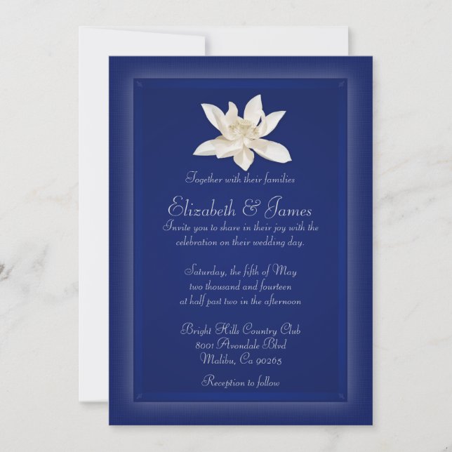 Navy Blue Wedding Invitations (Front)