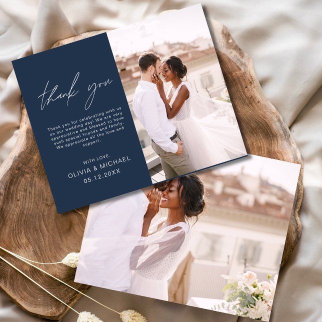 Navy Blue Wedding Minimalist Thank You Cards (Creator Uploaded)