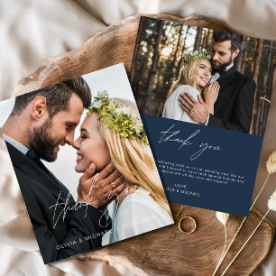 Navy Blue Wedding Minimalist Thank You Cards