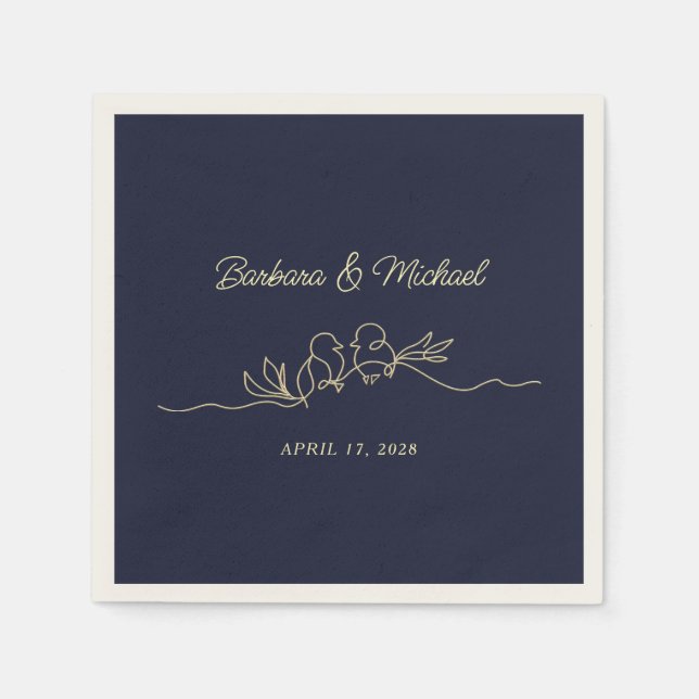 Navy Blue Wedding Napkin (Front)