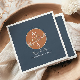 Navy Blue Wedding Napkins with Monogram