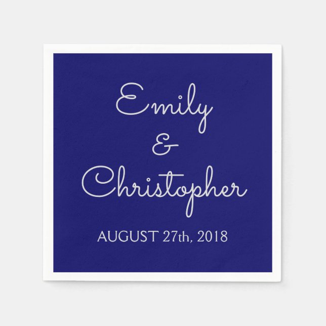 Navy Blue Wedding or Reception Simple Napkins (Front)