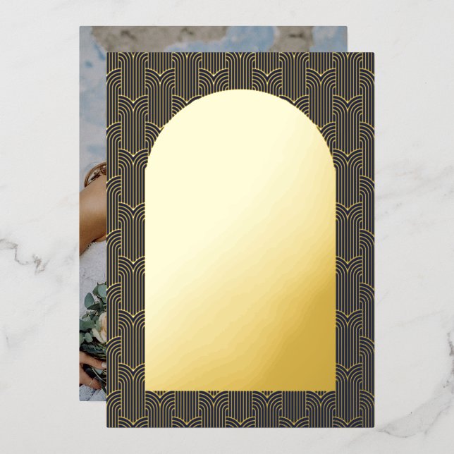 Navy Blue Wedding Photo Geometric (Front/Back)