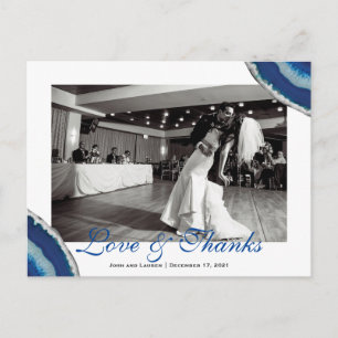 Navy Blue Wedding Photo Thank You Agate Photo Postcard