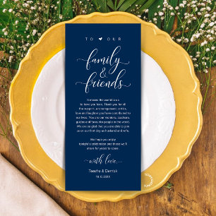 Navy Blue Wedding Place Setting Thank You Card