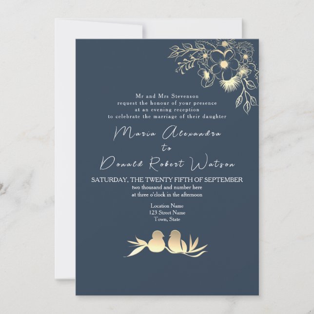 Navy Blue Wedding Reception Invitation (Front)