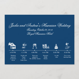Navy Blue Wedding Reception Itinerary Timeline Programme