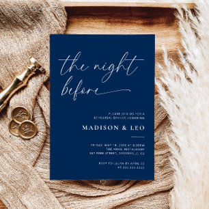 Navy Blue Wedding Rehearsal Dinner Invitation
