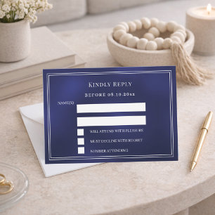 Navy blue wedding response RSVP Card