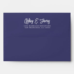 Navy Blue Wedding Return Address Envelope