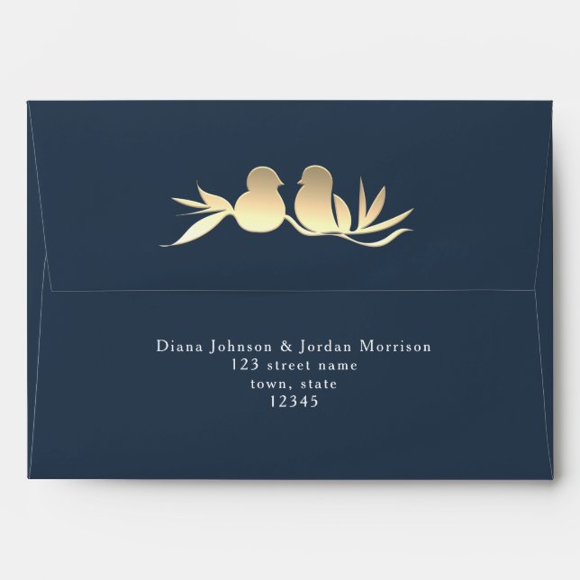 Navy Blue Wedding Return Address Envelope (Back (Top Flap))