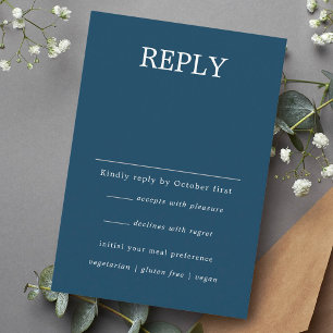 Navy Blue Wedding RSVP   Minimalist Simple  Enclosure Card