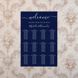 Navy blue wedding seating chart
