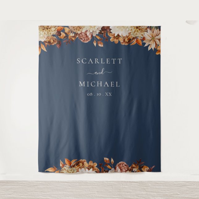 Navy Blue Wedding Tapestry (Front)
