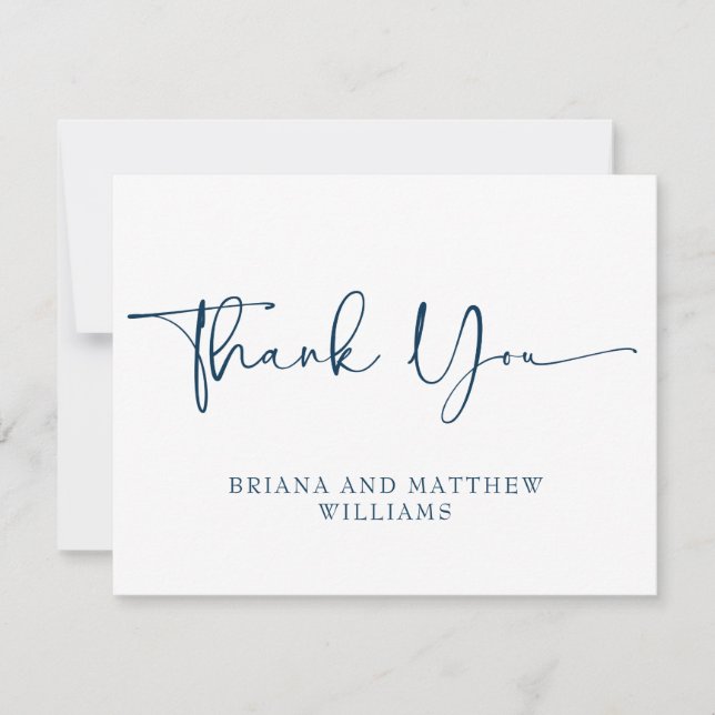 Navy Blue Wedding Thank You Card  (Front)