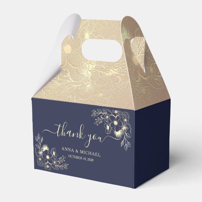 Navy Blue Wedding Thank You Favour Box (Front Side)