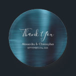 Navy Blue Wedding Thank You Paper Plate<br><div class="desc">Navy Blue Faux Metallic Stainless Steel Brush Metal Elegant and Modern Wedding Thank You Plates. These Wedding Navy Blue Thanks Plates can be customised to include your name and wedding date. Please contact the designer if you would like customised matching items.</div>