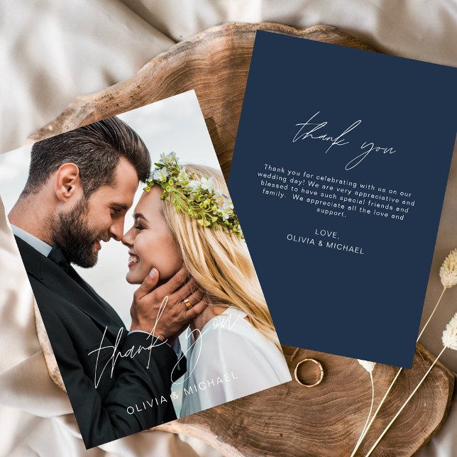 Navy Blue Wedding Thank You Photo Minimalist (Creator Uploaded)