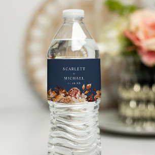 Navy Blue Wedding Water Bottle Label