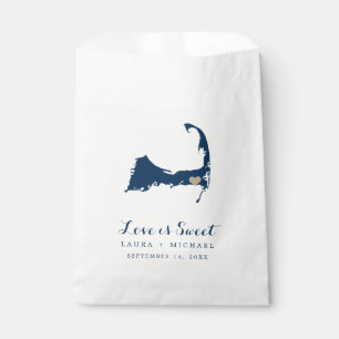 Navy Blue Wedding with Cape Cod Map Favour Bags