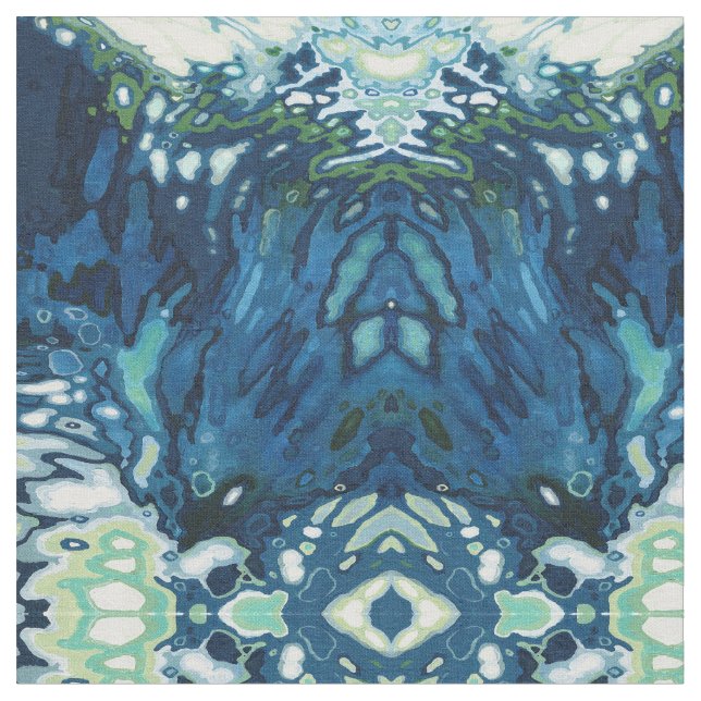 Navy Blue, Wedgewood Blue & Green Fabric 'Dover' (Close Up)