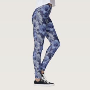 Navy Blue Weightlifting Amaryllis Themed Moms Day  Leggings