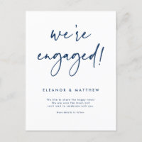 Navy Blue We're Engaged Hand Lettering Engagement