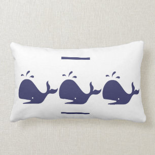 navy BLUE WHALE white PILLOW coastal living