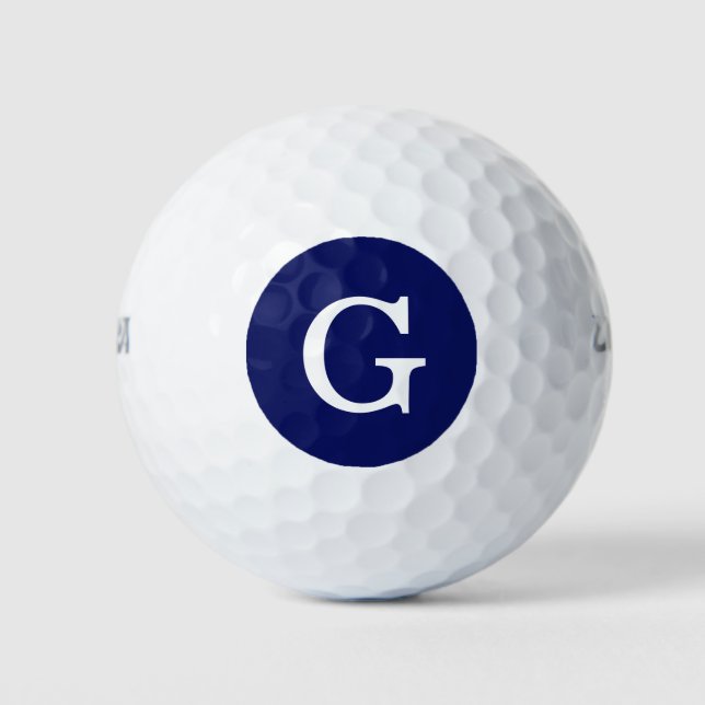 Navy Blue White 1I Monogram Golf Balls (Front)