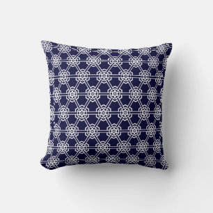 Navy blue white abstract pattern solid back cushion
