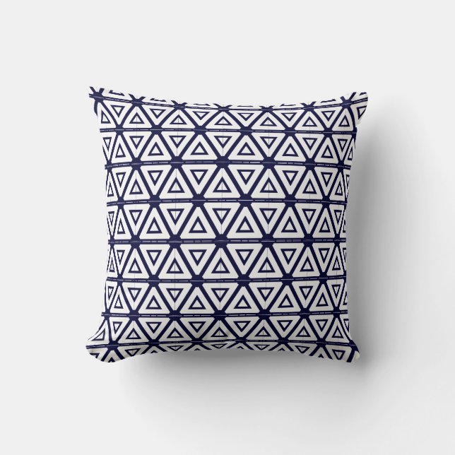 Navy blue  white  abstract pattern solid back cushion (Front)
