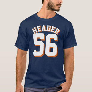 Navy Blue & White Adults Sports Jersey Design T-Shirt