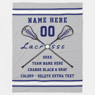 Navy Blue, White and Gray LaCrosse Fleece Blanket