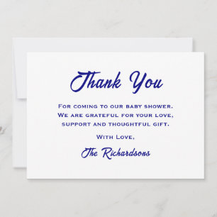 Navy Blue White Baby Shower Ahoy Its A Boy Anchor Thank You Card