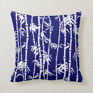 Navy blue, white bamboo custom cushion