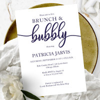 Navy Blue White Brunch And Bubbly Bridal Shower