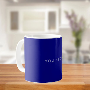 Navy blue white business logo rectangular coffee mug