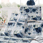 Navy Blue White Cascading Peonies Wedding Wrapping Wrapping Paper<br><div class="desc">An elegant and sophisticated wedding wrapping paper featuring watercolor-painted peonies,  florals and greenery in navy and dusty blue with a light blue watercolor wash background.</div>