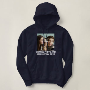 Navy Blue White Cat Mum Family Custom Pet Photo  Hoodie