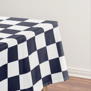 Navy Blue White Chequered Pattern Party Home Decor Tablecloth